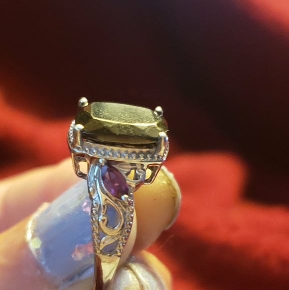 SOLD Genuine Shungite Orissa Rhodolite Garnet Ring Platinum Sterling silver - Picture 7 of 7